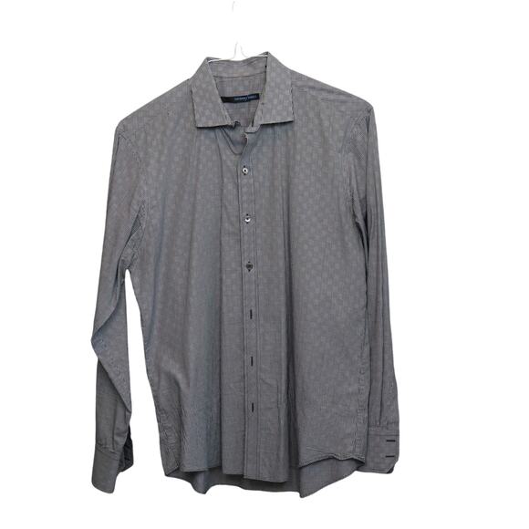 Zachary Prell Black White Micro Check Button-Up Shirt Men’s Size M - Picture 1 of 3